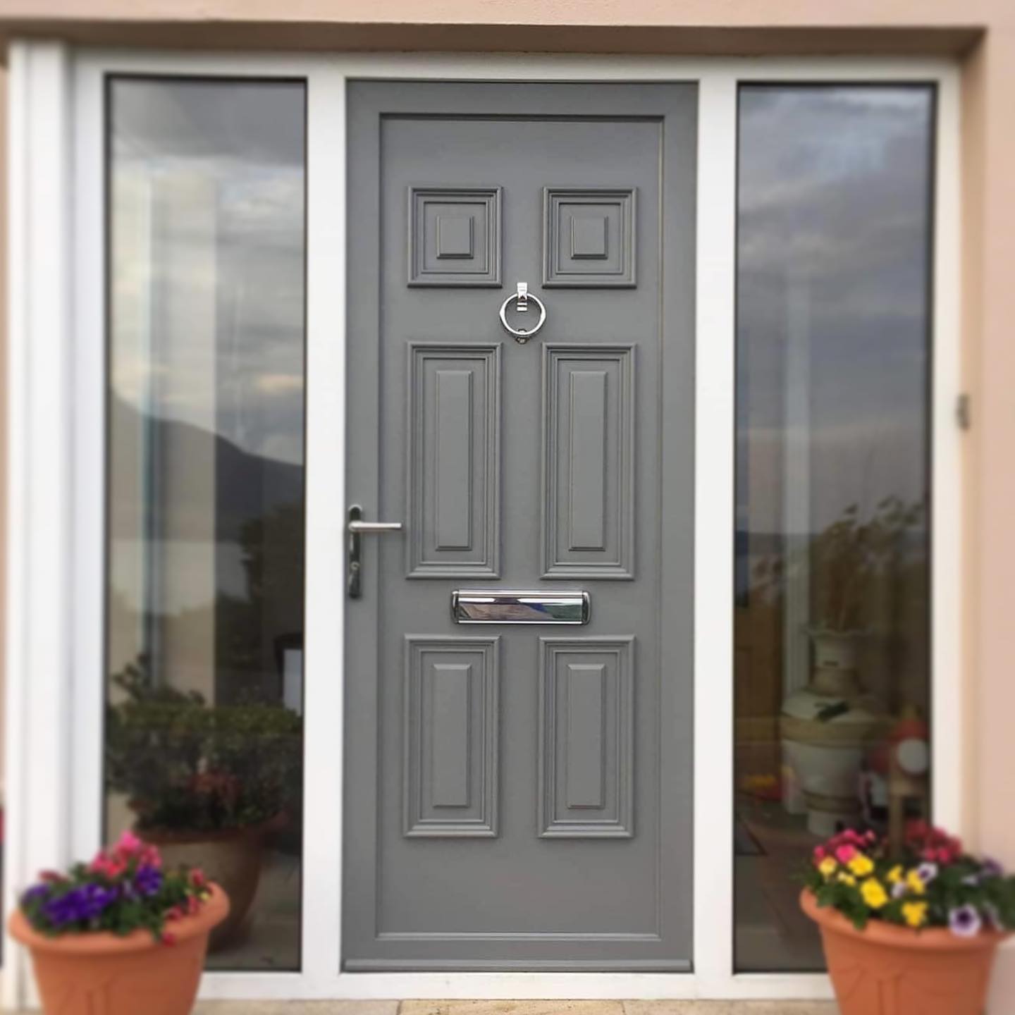 Here’s a front door we sprayed from white to RAL 7012 Basalt Grey....