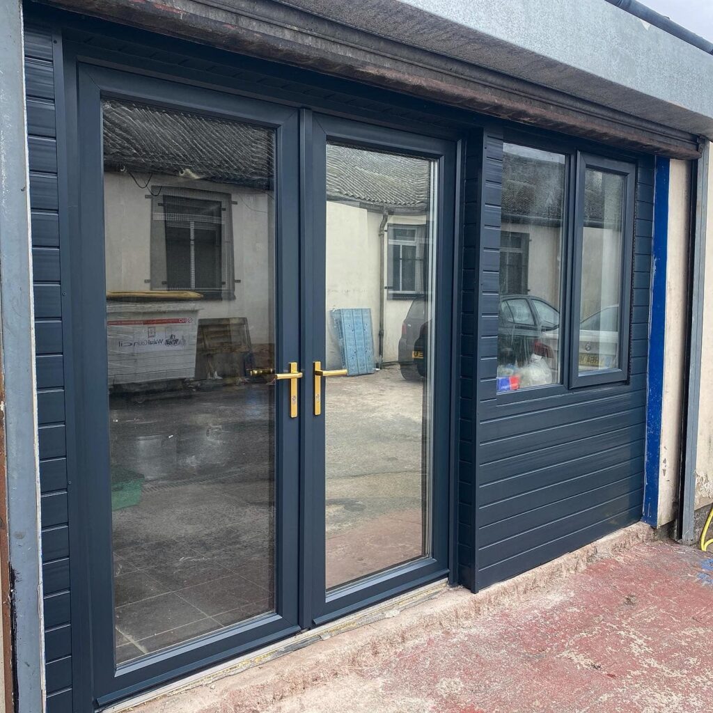 Industrial Unit - Cladding, Upvc Doors & Upvc Window sprayed from White  Anthrac...